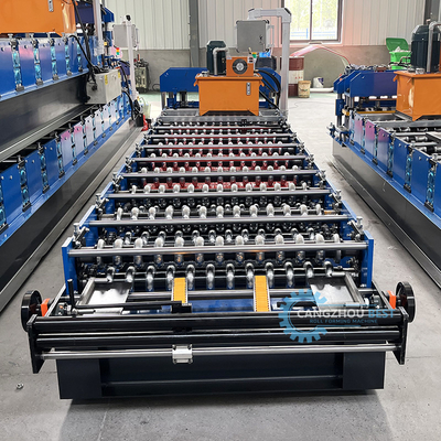 PPGI keten aangedreven elektrische 3 kW golfdraadprofiel dakplaat rollen vormmachine