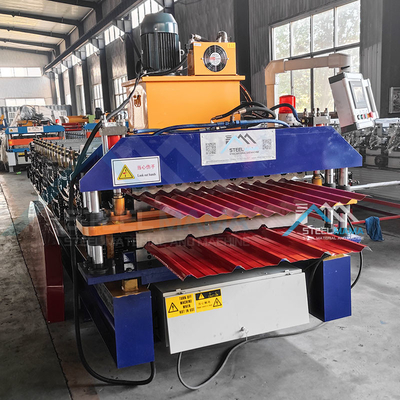 Dubbele laag staaldakrolvormende machine met 5,5 kW vermogen en 15-16 stations
