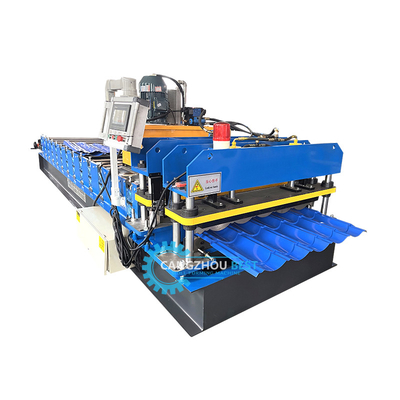 Kleurstaal 3kw servomotor High Speed Zee Roofing Q Tile Roll Forming Machine