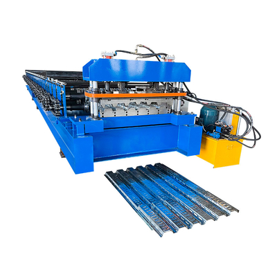 1250 mm breed vloer dek rolvormende machine met verstelbare snijlengte en hydraulisch snijtype