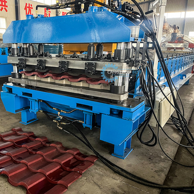 PLC-besturingssysteem 22 stappen Rollers Steel Profile Roof Tile Roll Forming Machine