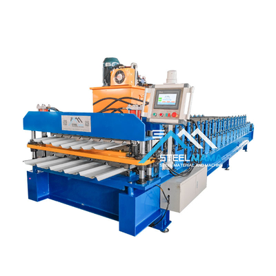 5.5 kW hoofdmotorkracht Dubbellaag dakplaatmachine 8-12m/min Vormingssnelheid voor duurzaam dakbedekking