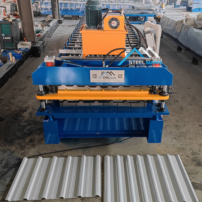 5.5 kW hoofdmotorkracht Dubbellaag dakplaatmachine 8-12m/min Vormingssnelheid voor duurzaam dakbedekking