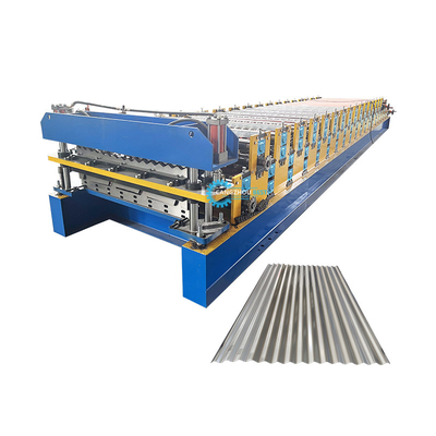 Steel Tile Delta PLC Control Double Layer Roll Forming Machine voor 0,25-0,6 mm materiaaldikte