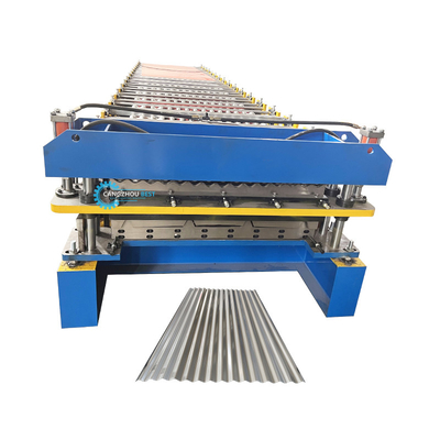Steel Tile Delta PLC Control Double Layer Roll Forming Machine voor 0,25-0,6 mm materiaaldikte