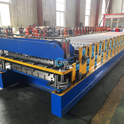 Steel Tile Delta PLC Control Double Layer Roll Forming Machine voor 0,25-0,6 mm materiaaldikte