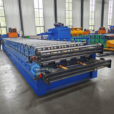 Gepersonaliseerde breedte dubbele laag rollvormende machine 8-12m/min Snelle snelheid