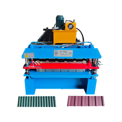 PPGI Raw Material Double Layer Roll Forming Machine met 3 kW hoofdmotorvermogen Delta-omvormer