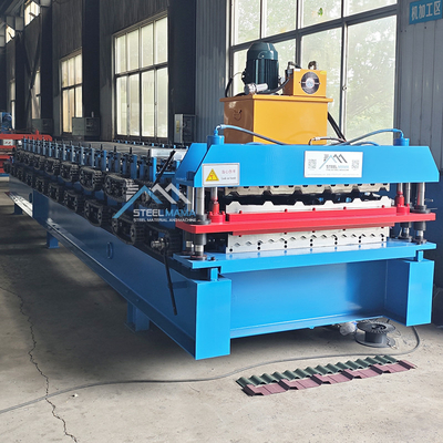 PPGI Raw Material Double Layer Roll Forming Machine met 3 kW hoofdmotorvermogen Delta-omvormer