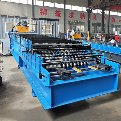 PPGI Raw Material Double Layer Roll Forming Machine met 3 kW hoofdmotorvermogen Delta-omvormer