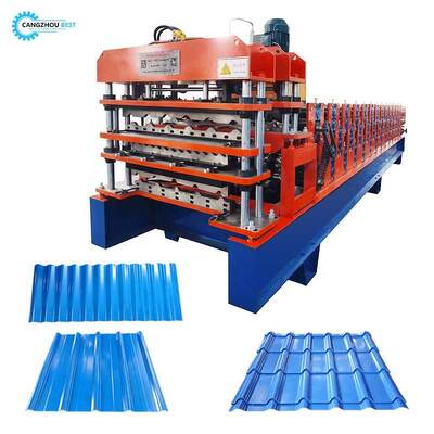 Ruimtebesparende drielaagse kleurstaaltegelrolvormmachine